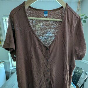 Rust button-down crop top